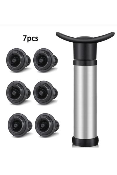 Choice 7 pcs set Vacuum Wine Saver Set, Pump Preserver with 4 Vacuum Wine Stoppers for White / Beer Wine, S