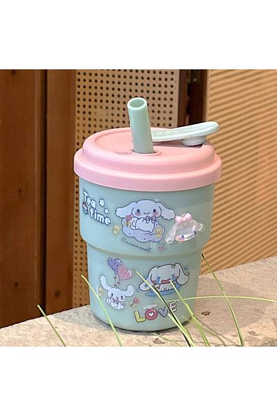 Miniso Cinnamoroll Cute Three-dimensional Sticker Sanrio Kitty Water Cup New Cinnamoroll Straw Cup Portable