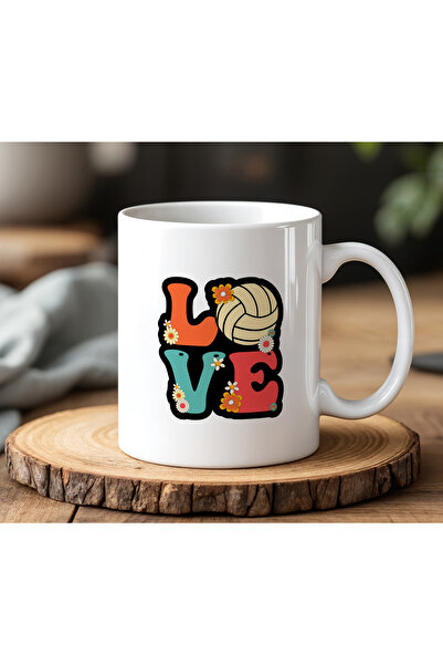 BB TRADE Volleyball Love Designed White Ceramic Printed Mug Cup 330ml