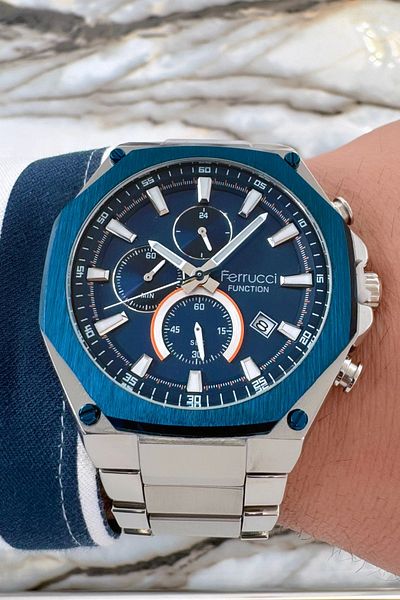 Ferrucci Function 3 ATM Steel Strap & Case Men's Wristwatch Bracelet Zmfer091