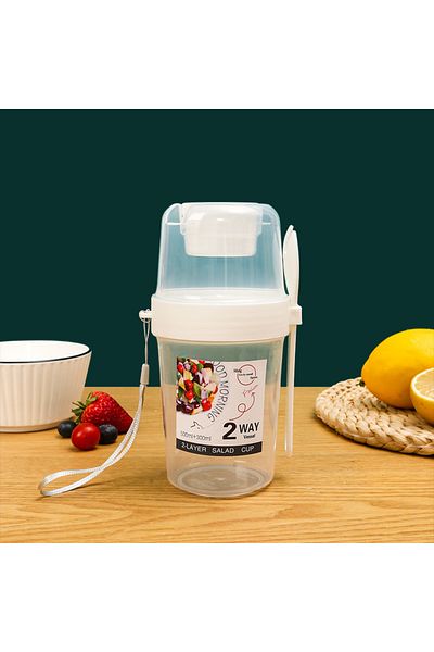 Choice 800ml WHITE Carry Breakfast Cups, Salad Cups, Yogurt Cereal, Oatmeal Snacks, Parfait Containers and
