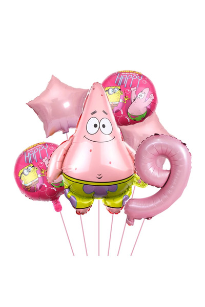 Choice مجموعة من 6 قطع من بالونات حفلات أعياد الميلاد على شكل سبونج بوب سكوير...