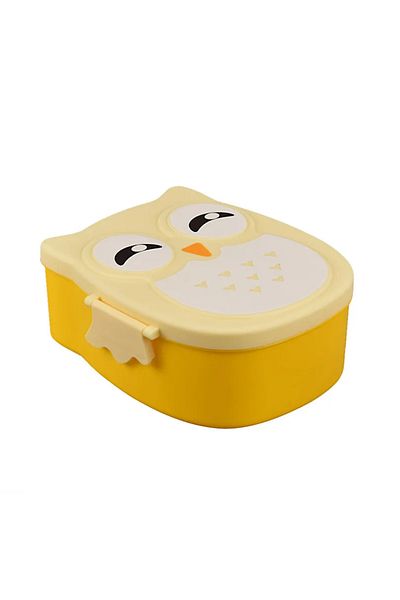 Choice 900ml 2 Yellow Portable Owl Lunch Box Cartoon Microwave Food-Safe Plastic Food Picnic Container Box