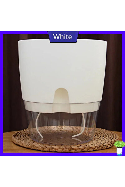 Choice وعاء زهور بلاستيكي شفاف مزدوج الطبقات أبيض اللون Small703 وعاء زهور ذا...