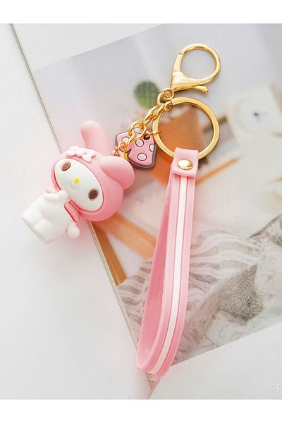 SANRIO Melody Kawaii Hello Kitty Keychain Kawaii Cartoon Kuromi Car Key Ring Melody Cinnamoroll Back