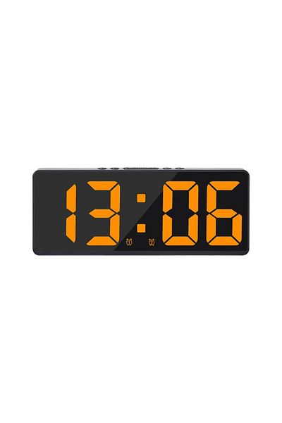 Choice Orange Creative Number Clock Color Nightlight Temperature Calendar Alarm Clock Led Large Number Elec