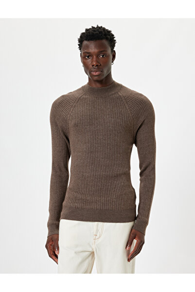 Koton Triko Kazak Dik Yaka Basic Dokulu Pamuk Karışımlı