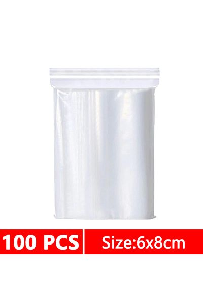 Choice 6x8cm 100 Pcs Thicken Zipper Sealed Bags Clear Plastic Storage Bag For Small Jewelry Food Packing Re