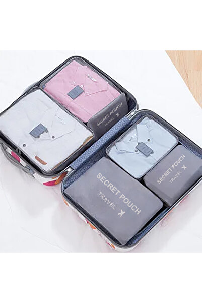 Choice مجموعة منظم سفر مكونة من 6 قطع باللون الرمادي - قماش أكسفورد متين، مكع...