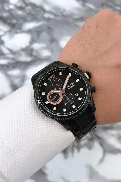 Ferrucci Black Men's Wristwatch Steel Strap Functions Active Zmfer073