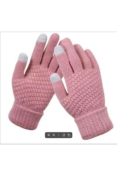 Choice 1pair Pink Women Men Warm Winter Touch Screen Gloves Stretch Classical Knit Mittens Wool Full Finger