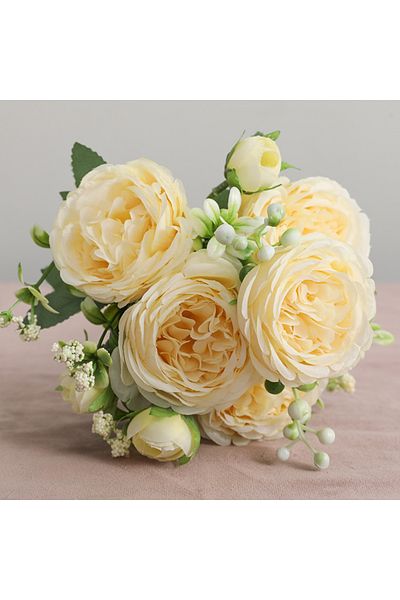 Choice Champagne Hot Selling 1pcs/30cm Rose Pink Silk Bouquet Peony Artificial Flower 5 Big Head 4 Small Bu
