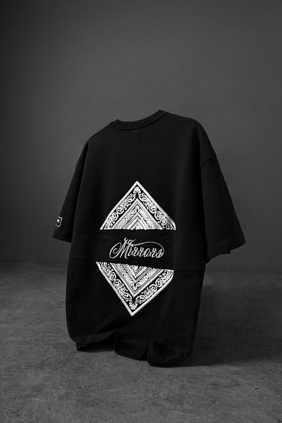 Slatra Ανδρικό μπλουζάκι μαύρο Mirrors Süzene Embroidered Oversize