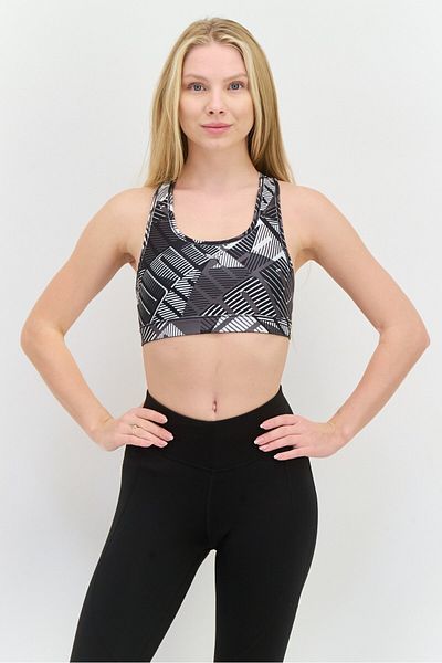Puma Women Allover Printed Padded Sports Bra, Black