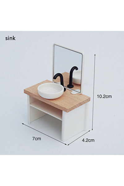 Choice نموذج محاكاة حوض غسيل ومرحاض لبيت الدمية بحجم 1/12، ديكور حمام بيت الد...