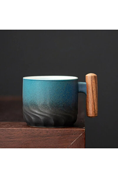 Choice M 80ml 80ml Ceramic Retro Coffee Cup Office Water Cup Filter Tea Mug Wooden Handle Coffee Mug Handma