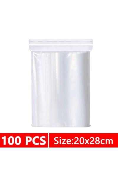 Choice 20x28cm 100 Pcs Thicken Zipper Sealed Bags Clear Plastic Storage Bag for Small Jewelry Food Packing