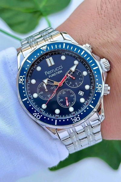 Ferrucci Function Men's Wristwatch Steel Strap Steel Case 3 Atm Water Resistance