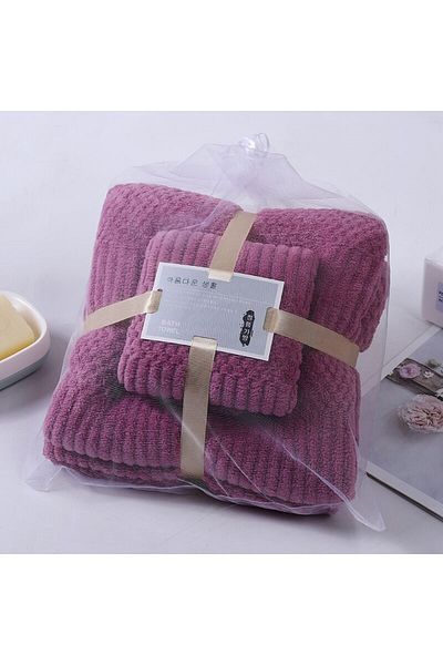 Choice Plum Two-piece High Density Coral Velvet Towel Bath Towel Mother Set Thickened Absorbent Soft Gift H