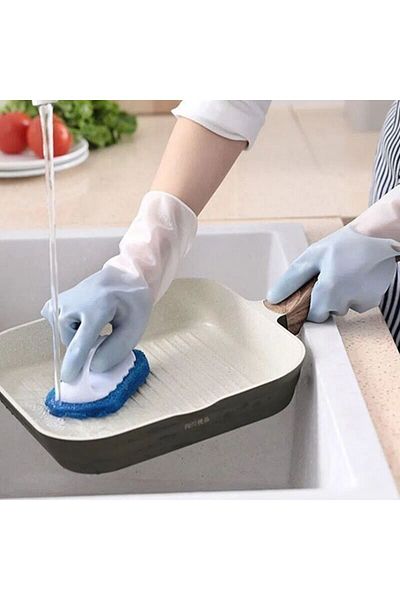 Choice Blue pair Premium Household Cleaning Gloves, Waterproof Kitchen Dishwashing Gloves, Non-slip Housewo