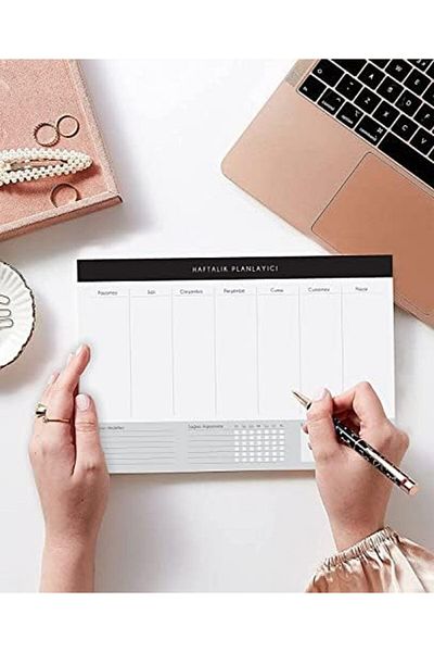 STOREMAX Kerem Tanıtım Set of 3 Black Edged Desktop Planners (Daily, Weekly, Monthly Planning)