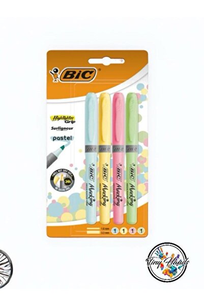 Bic Highlighter Grip Kalem Tipi Pastel Fosforlu Kalem 4 (DÖRT) Renk Blister