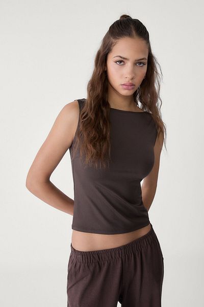 Stradivarius Boat neck sleeveless T-shirt