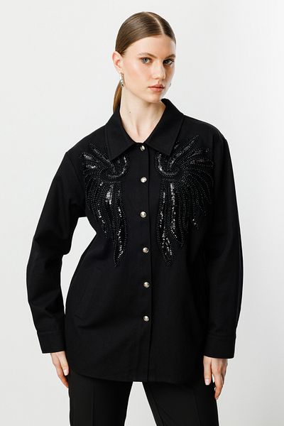 Ekol Front Bead Embroidered Coat