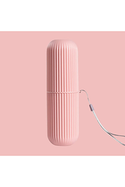 Choice حامل فرشاة الأسنان المحمول للسفر باللون الوردي وحامل معجون الأسنان في الحمام وصندوق تخزين منظم أدوات السفر