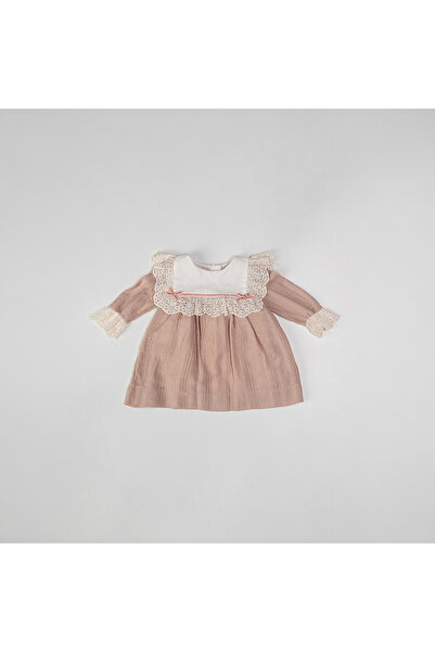 Tongs Baby Beyaz Dantel Yakalı Kız Elbise