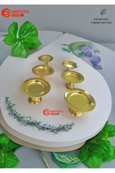 Marifesto 6'lı Gold Mini Lokumluk Dekoratif Gold Kaplama 6 Adet Lüks Makaronl...
