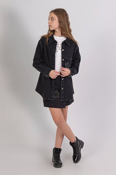 DMB BOYS & GIRLS Denim Shirt Jacket with Star Detail