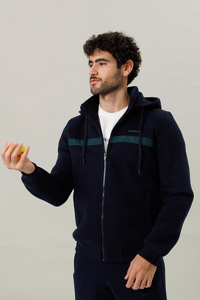 Escetic Navy Blue Green Casual Pattern Raised 370 Gram 3 Thread Fabric 4 Pocket Men's Tracksuit Set Tk0