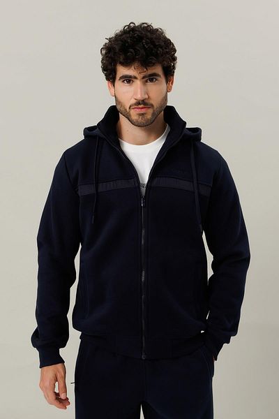 Escetic Navy Blue 3 Thread Fabric 4 Pocket Men's Tracksuit Set Tk0078