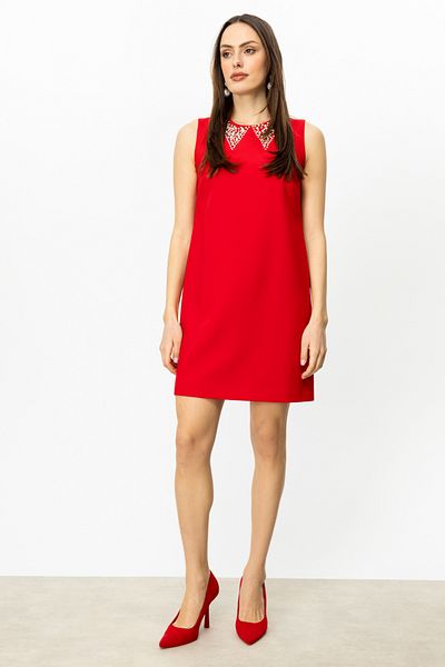 Ekol Mini Length Dress with Pearl Neckline