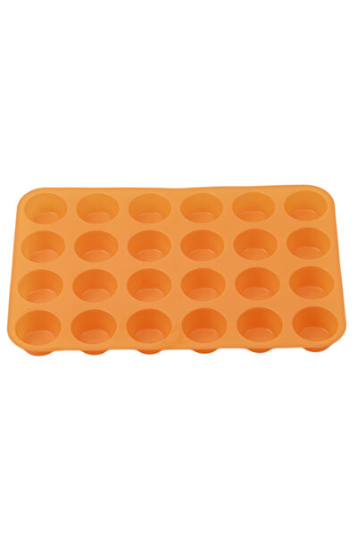 Choice قالب كيك برتقالي مكون من 24 فتحة من السيليكون لصنع الصابون والكعك والكب كيك وقوالب الخبز وقوالب الكعك الصغيرة المنزلية