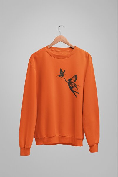 Butik سويت شيرت نسائي/بناتي بأكمام طويلة وياقة دائرية مطبوعة بطباعة نقل الجنية