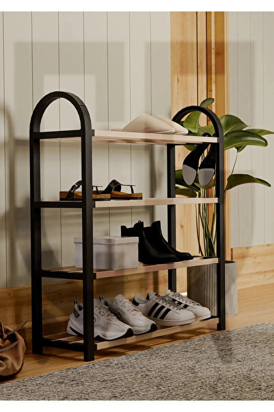 Olgun Home 4 Katlı 1.sınıf Süper Kalite Siyah Ahşap Ayakkabılık