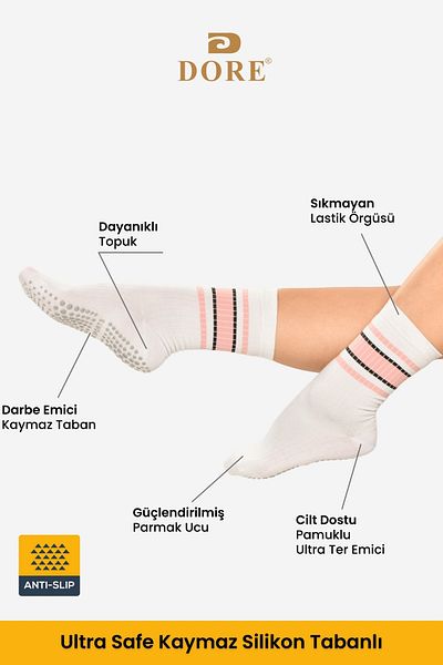 Dore Original Women's 1 Pair Anti-Slip Pilates and Plates for Yoga Anti-Slip Sole Socks - Pink 1 Pack