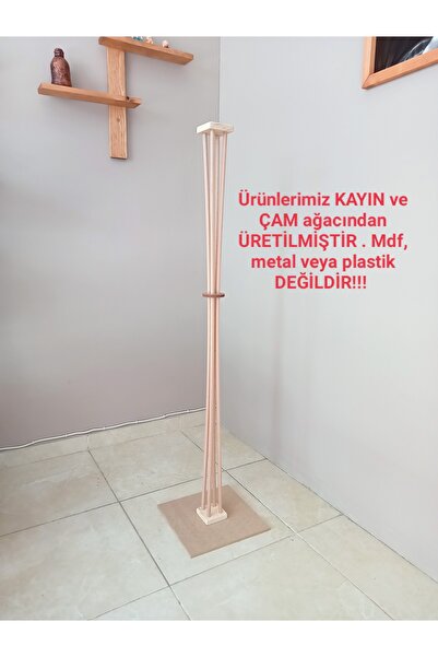 Balsa Dekor Ahşap Lambader Koyu Meşe Krem, Köşe Lambası