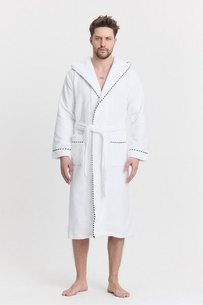 Mulberry Halat de baie pentru bărbați Triga 100% bumbac cu glugă