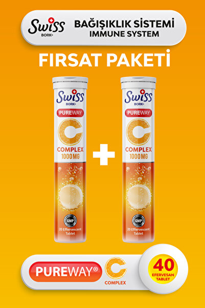 Bork Swiss Natural Efervesan C Vitamini 40 Tablet 2 Li Avantaj Paket Multivit...