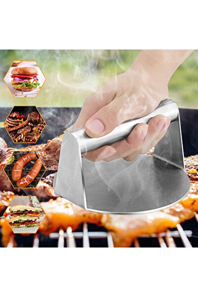 mastergold Stainless Steel Round Burger Press (14cm) | Smash Burger Press | Professional Griddle Accessories