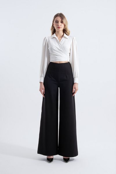 HOX'S Pantaloni Palazzo Audrey, cu talie înaltă, cu dantelă, garniți