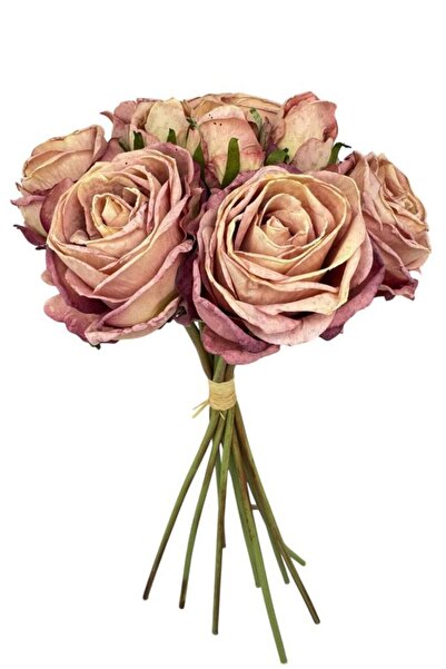 Nettenevime Yapay Çiçek Kuru Gül Pembe Gül Kurusu Renk 6Çiçek 4Tomurcuk 10lu ...