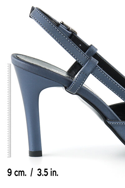 Erkan Saçmacı Sacha Navy Blue Satin Open Back Evening Dress Stiletto 9 Cm