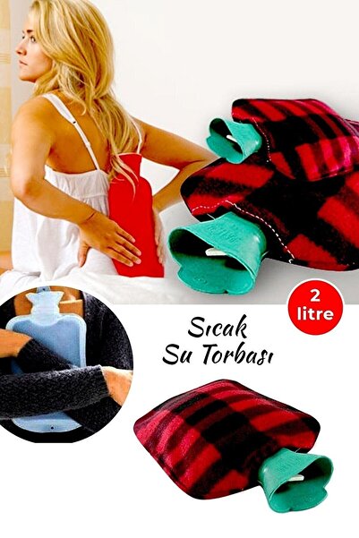 Duffa Polar Kılıflı Sıcak Su Torbası 2'lt Kare Desenli Yıkanabilir Polar