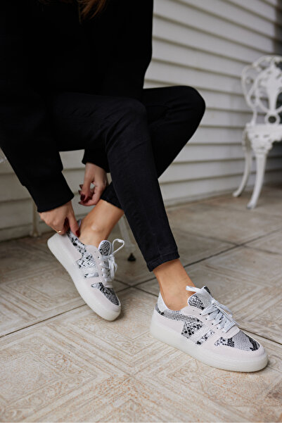 ANGELİNA JONES Γυναικείο Ασημένιο Φίδι ΠΑΠΟΥΤΣΙΑ POLLO με Γαρνιτούρα και Κορδόνια