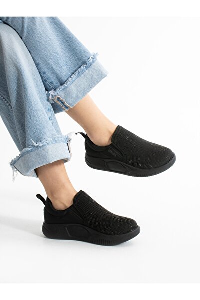 ALEMDAR AYAKKABI MOCHA Ženske sportske cipele sa detaljima od crnog kamena