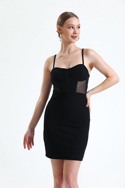 Miss Murem Çıma Chest Tulle Dress-Black